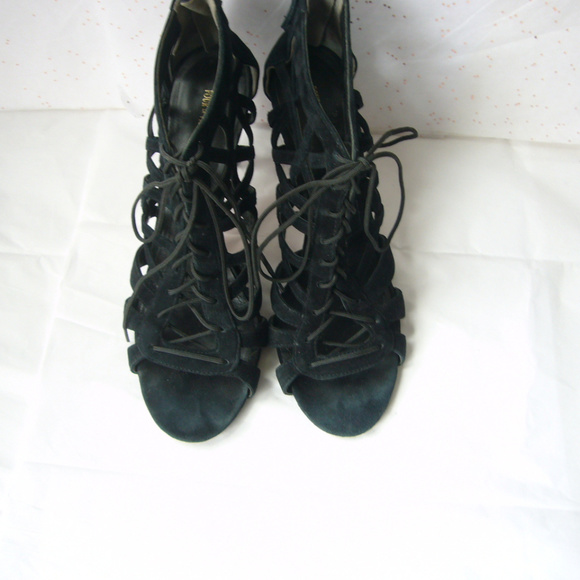 Pour La Victoire Caged Lace Up Sandal - Black 10 - Picture 4 of 8